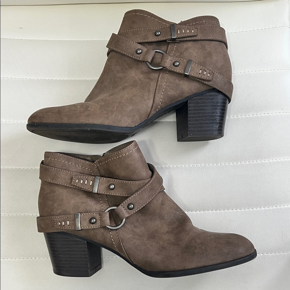 Indigo Brown Strap Ankle Booties